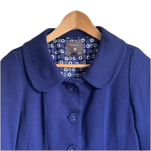 Forever 21 Women’s Big Button Purple Peacoat Size M Vtg Retro Coquette Babydoll - Picture 4 of 16